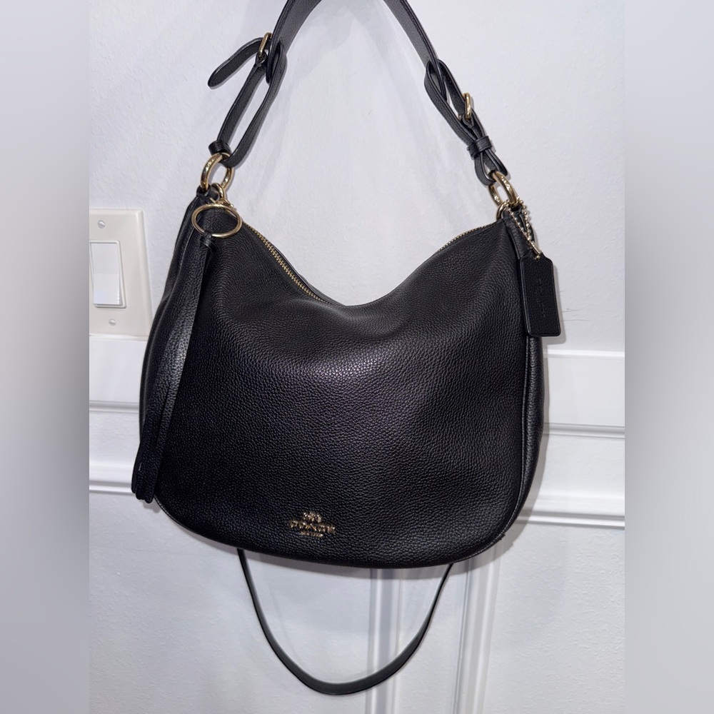Coach Black Pebbled Leather Hobo Bag